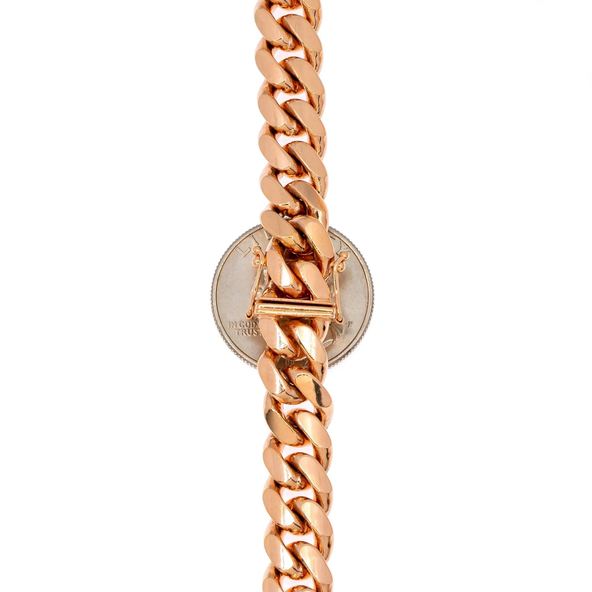 10k Rose Gold 10mm Solid Miami Cuban Chain Available In Sizes 18"-26"