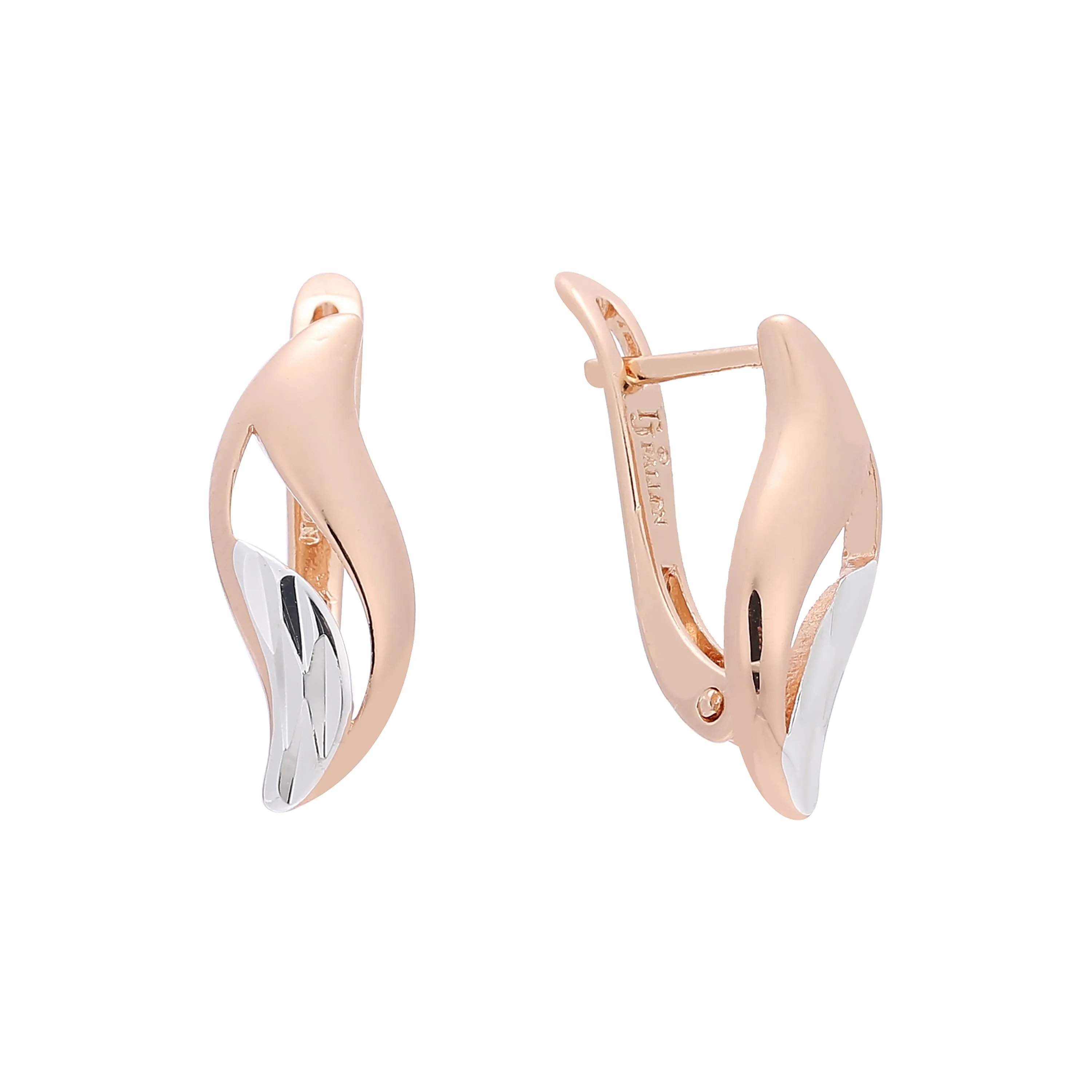 14K Gold, Rose Gold two tone earrings