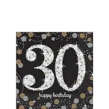 30TH BIRTHDAY LUNCHEON NAPKINS - SPARKLING CELEBRATION