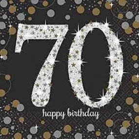 70TH BIRTHDAY BEVERAGE NAPKINS - SPARKLING CELEBRATION