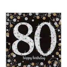 80TH BIRTHDAY LUNCHEON NAPKINS -  SPARKLING CELEBRATION