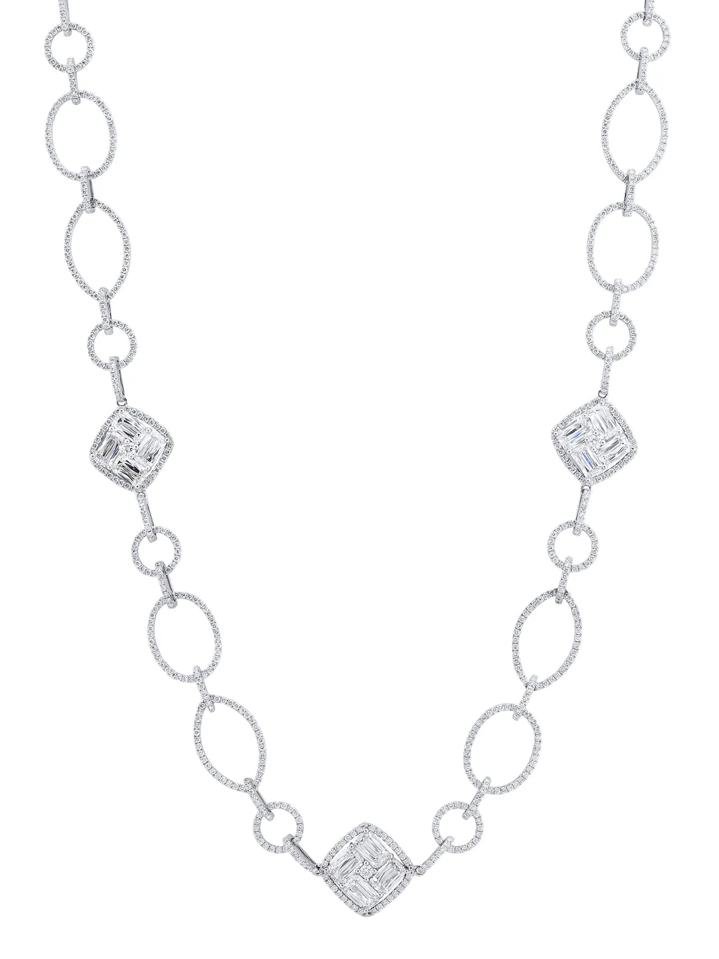 Ashoka Diamond Weave Motif White Gold Necklace