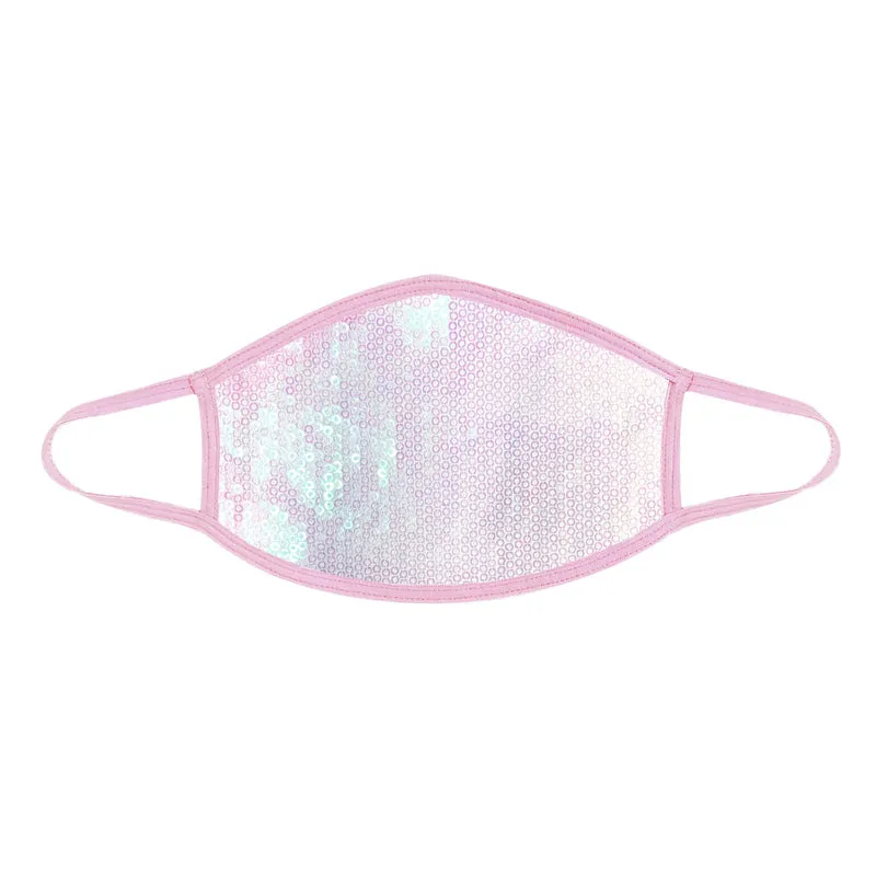 Ballet Sorbet White Sequin Dust Mask With Pastel Pink Trim