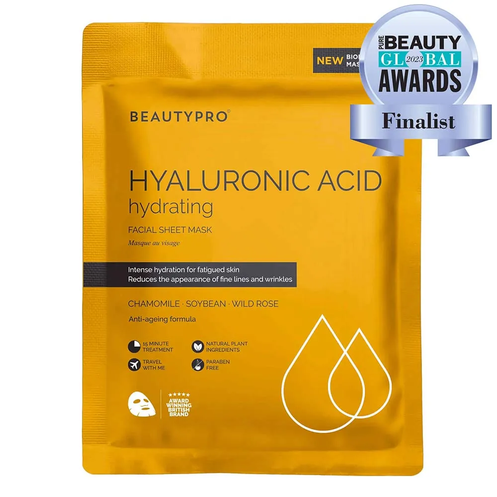 BEAUTYPRO Hyaluronic Acid Hydrating Biodegradable Facial Sheet Mask