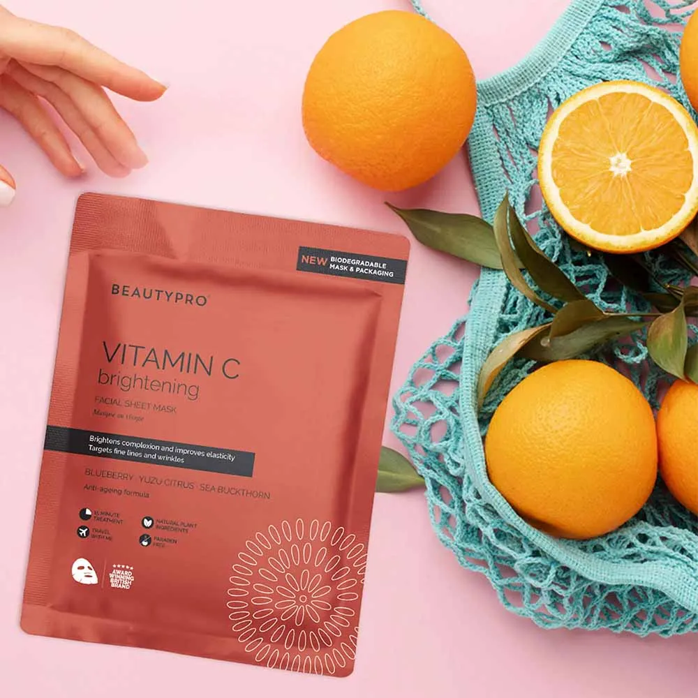 BEAUTYPRO Vitamin C Brightening Biodegradable Facial Sheet Mask