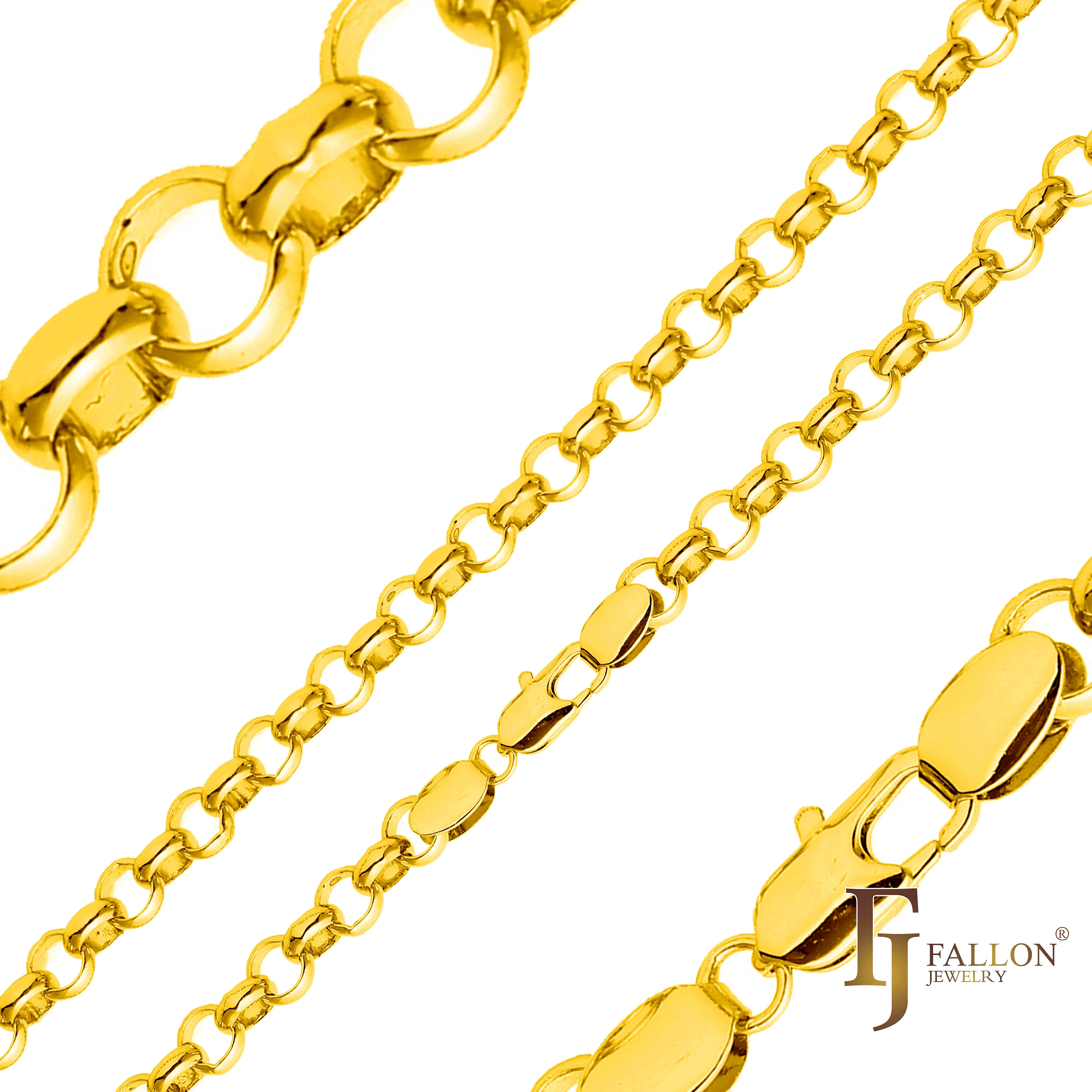 Classic Rolo Belcher chains plated in 14K Gold, 18K Gold, Rose Gold, White Gold