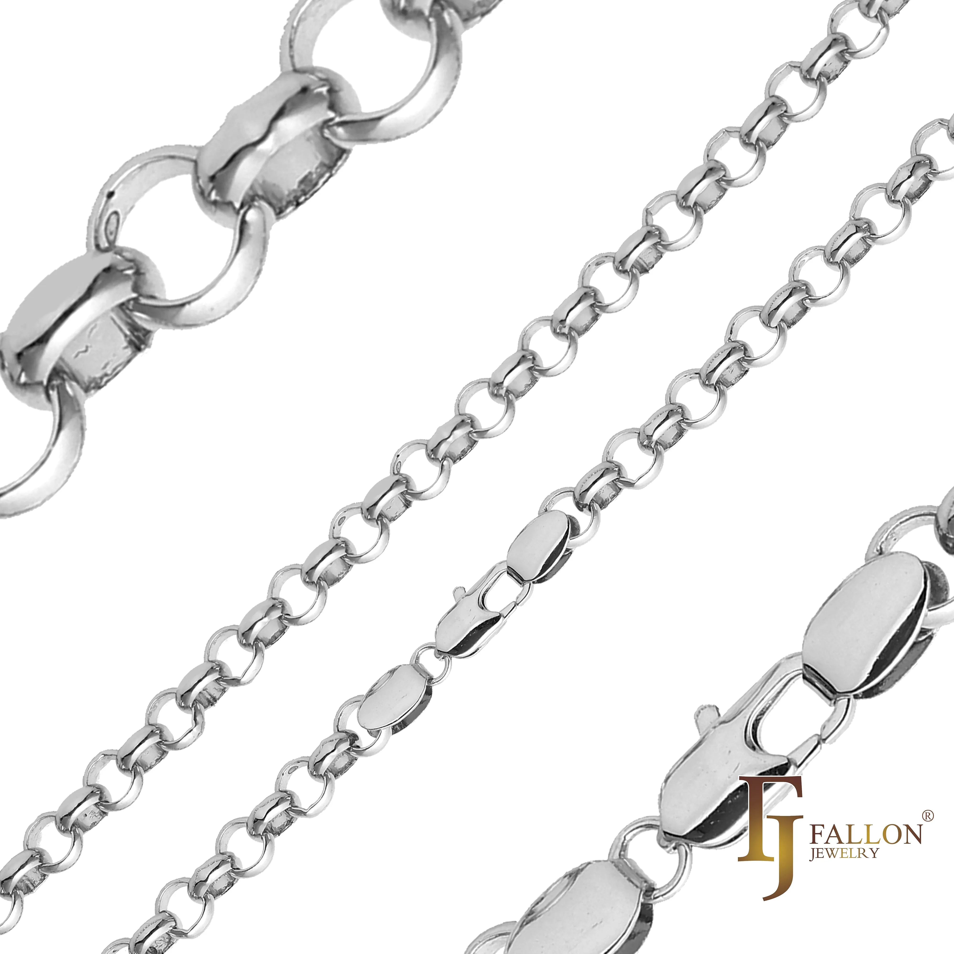 Classic Rolo Belcher chains plated in 14K Gold, 18K Gold, Rose Gold, White Gold