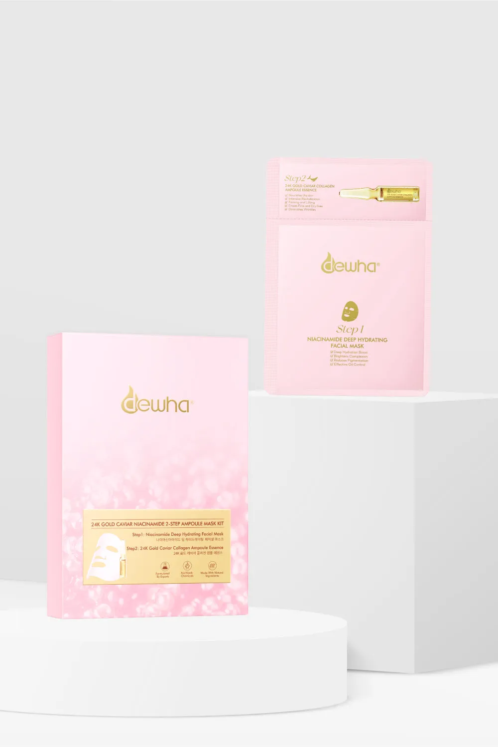 Dewha 24K Gold Caviar Niacinamide 2-step Ampoule Mask Kit (5 sheets)