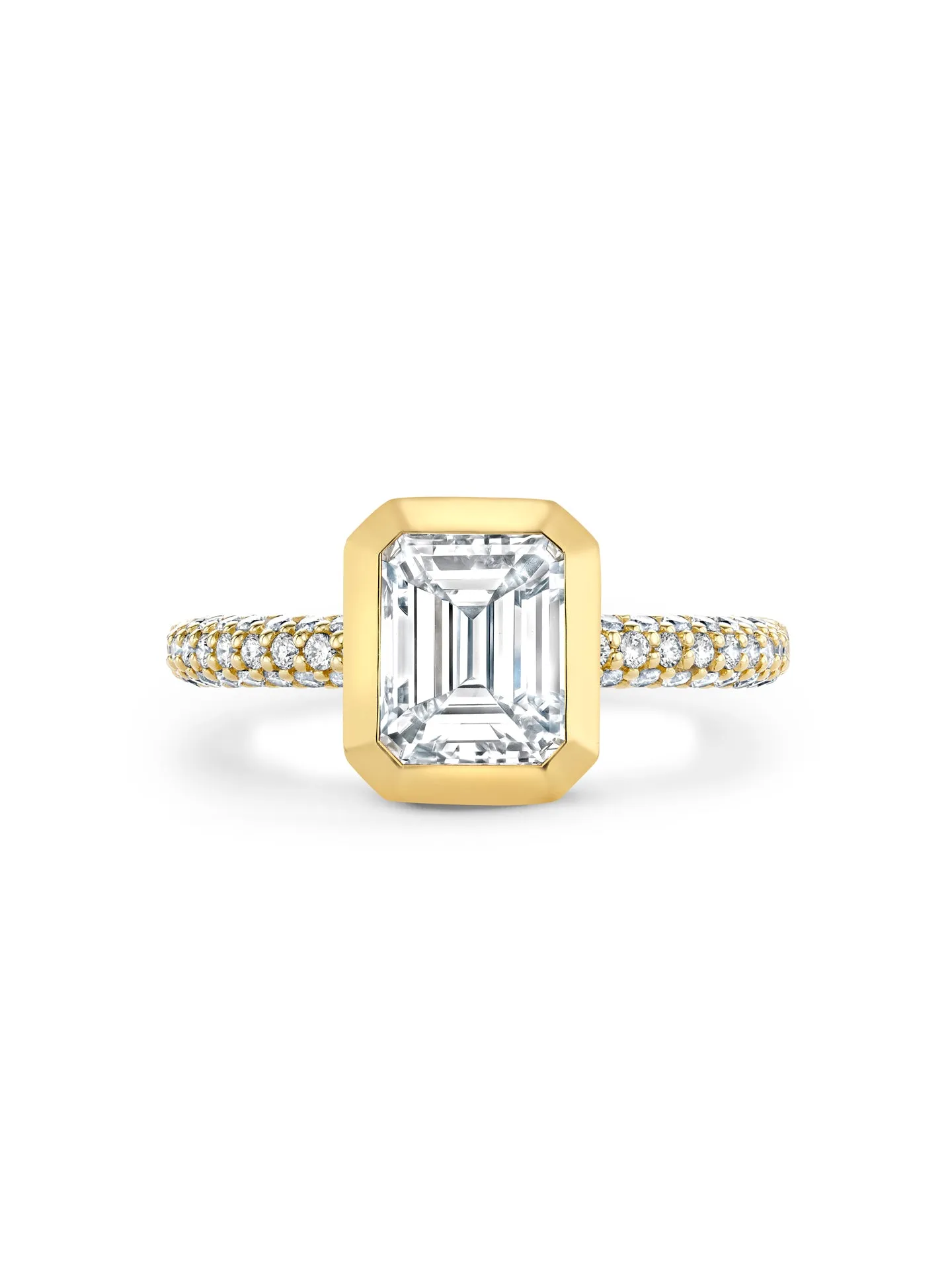 Florentine Emerald Cut Diamond Yellow Gold Ring