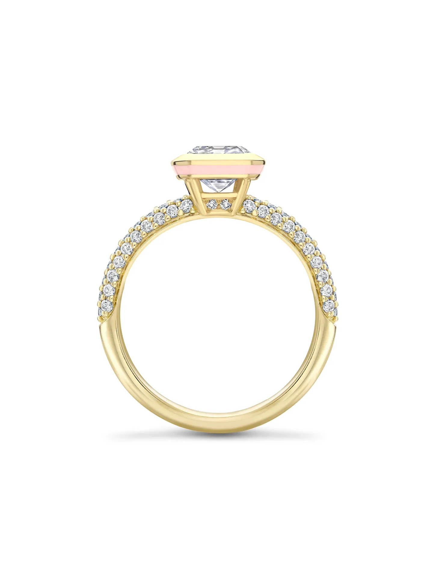 Florentine Emerald Cut Diamond Yellow Gold Ring