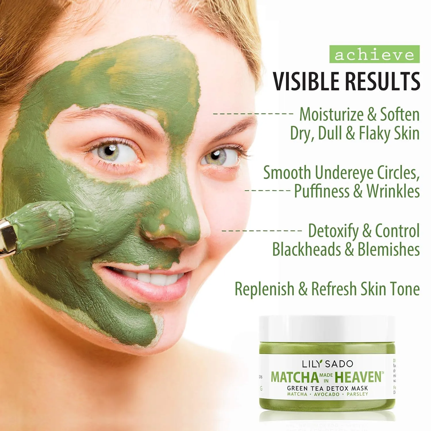 Green Tea Matcha & Avocado Face Mask - Organic Natural Vegan Anti-Aging Antioxidant 4 oz