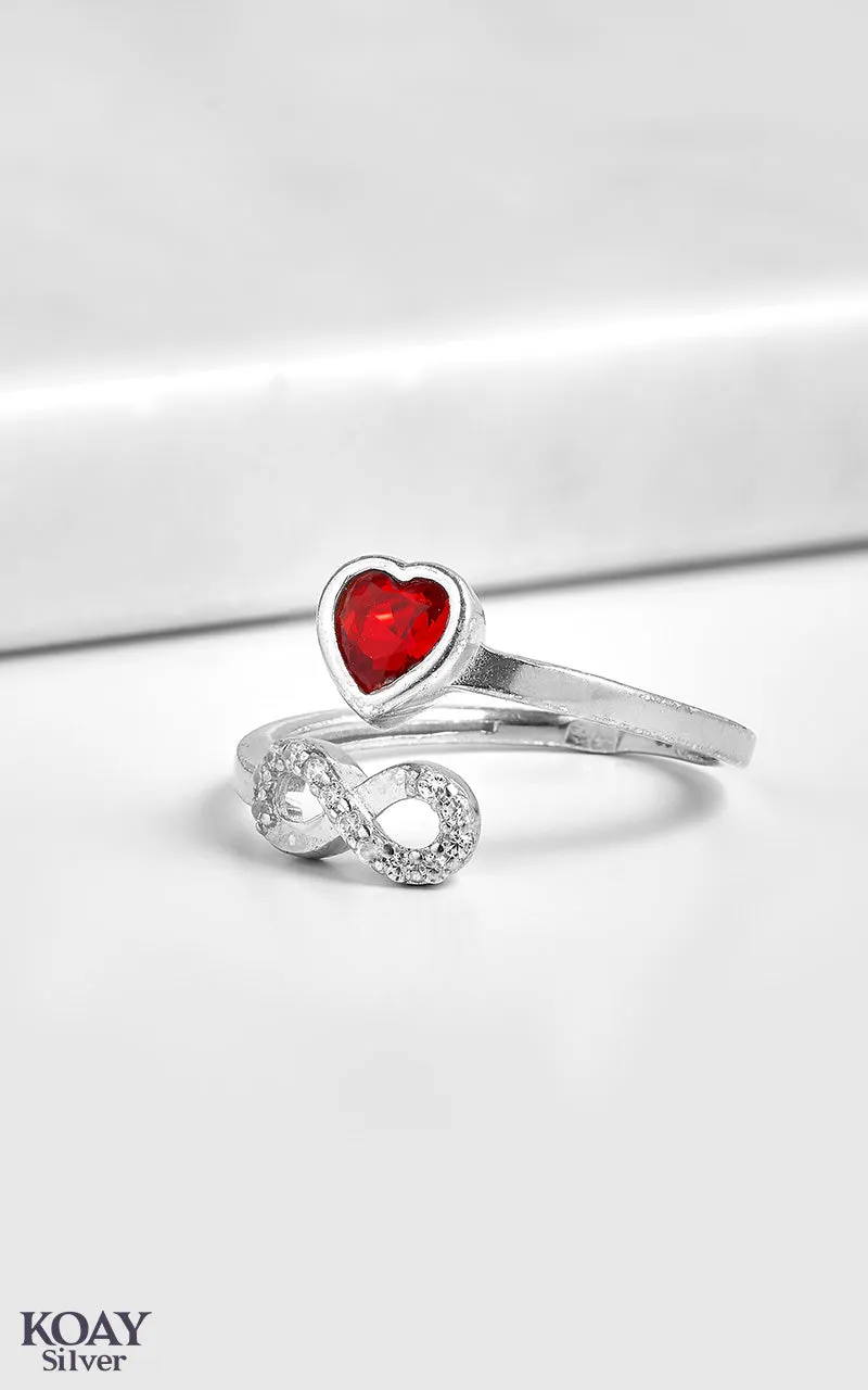 Infinity Zircon Red Heart Ring