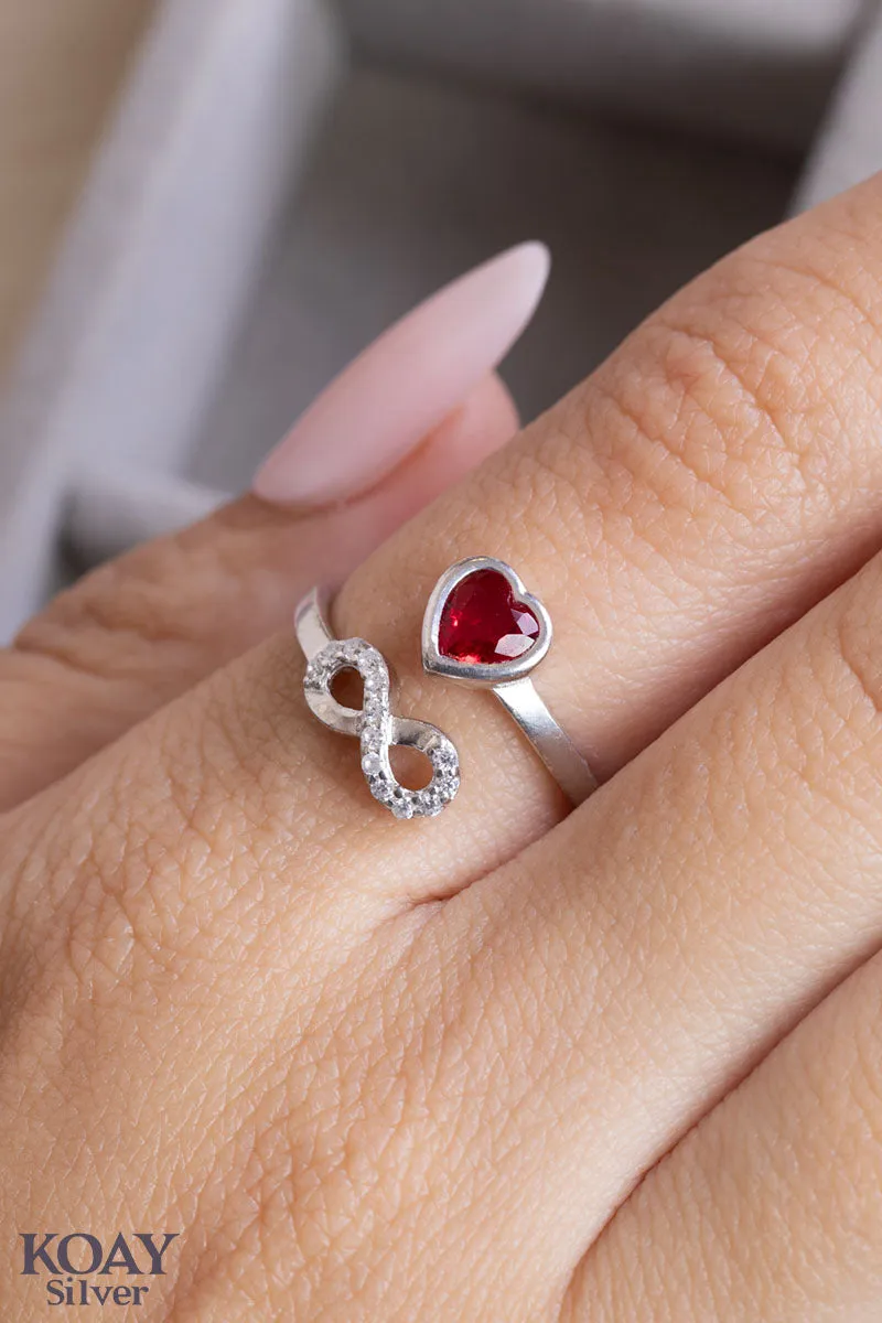 Infinity Zircon Red Heart Ring