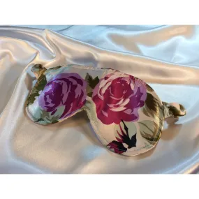 Luxury Sleep Masks. Plum Roses Satin Cover. Self-Care Gift for Women.