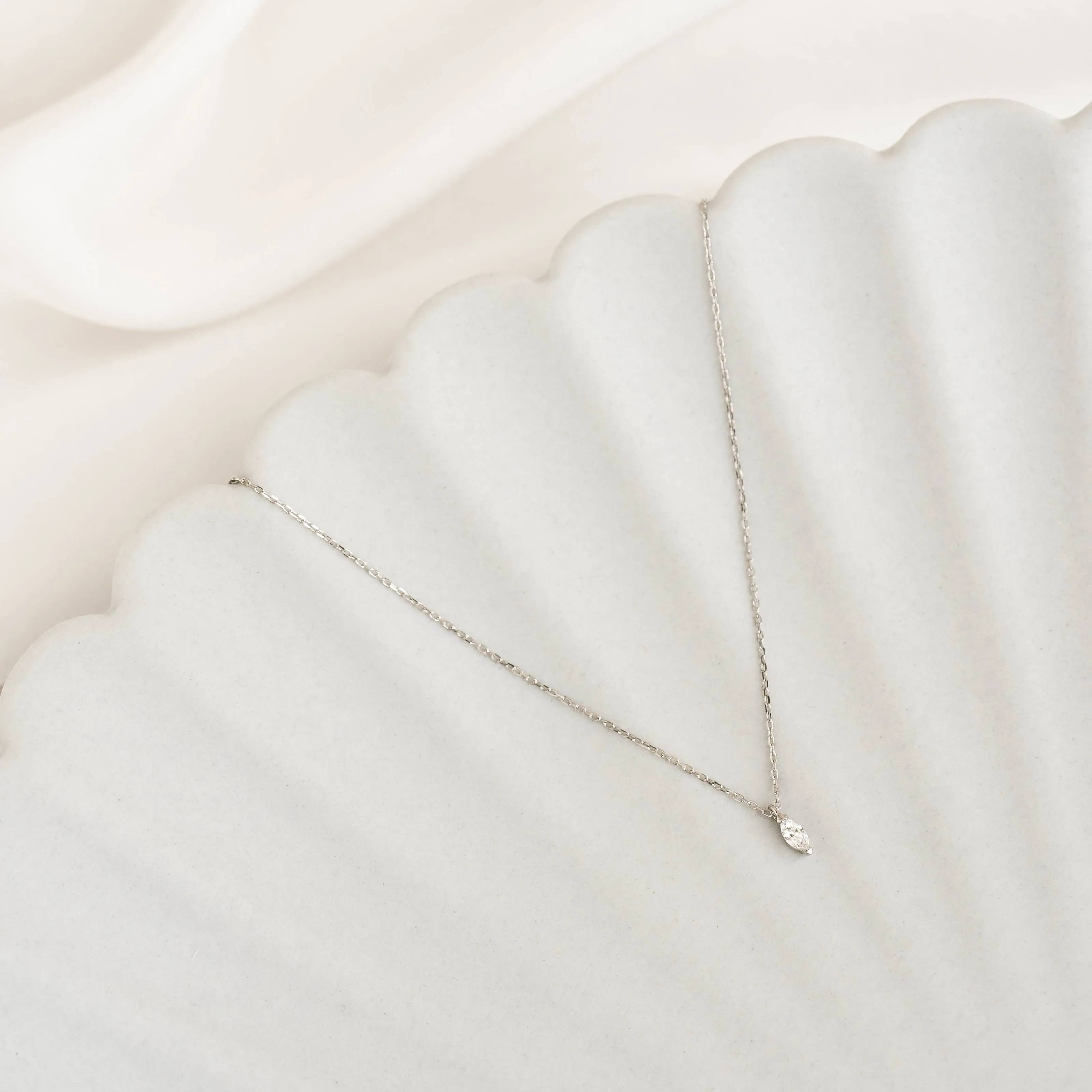 Marquise Diamond Necklace White Gold - Aletta