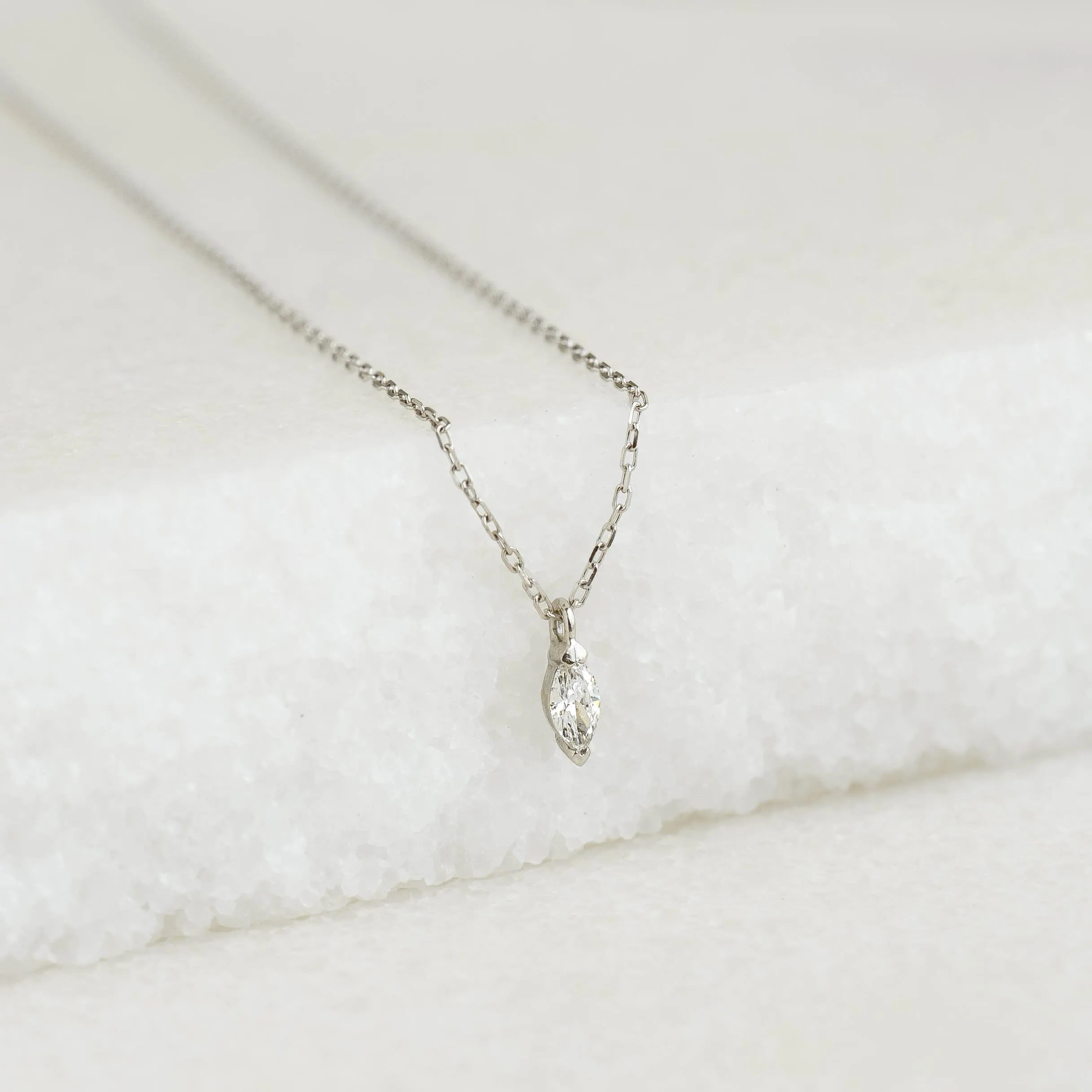 Marquise Diamond Necklace White Gold - Aletta