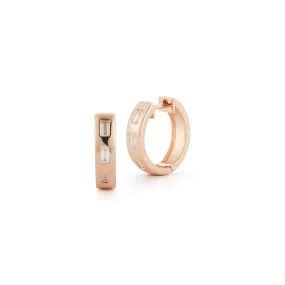 OTTOLINE 18K 3 BAGUETTE DIAMOND HUGGIE