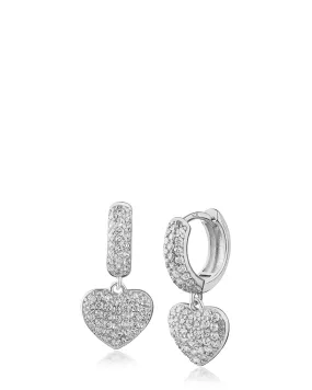 Pave Heart Drop Earrings